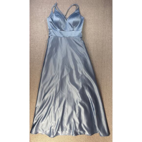 Sorella Vita Formal Dress Gown Modern Satin Bridesmaid Prom Stone Blue Size 10 - Picture 3 of 14